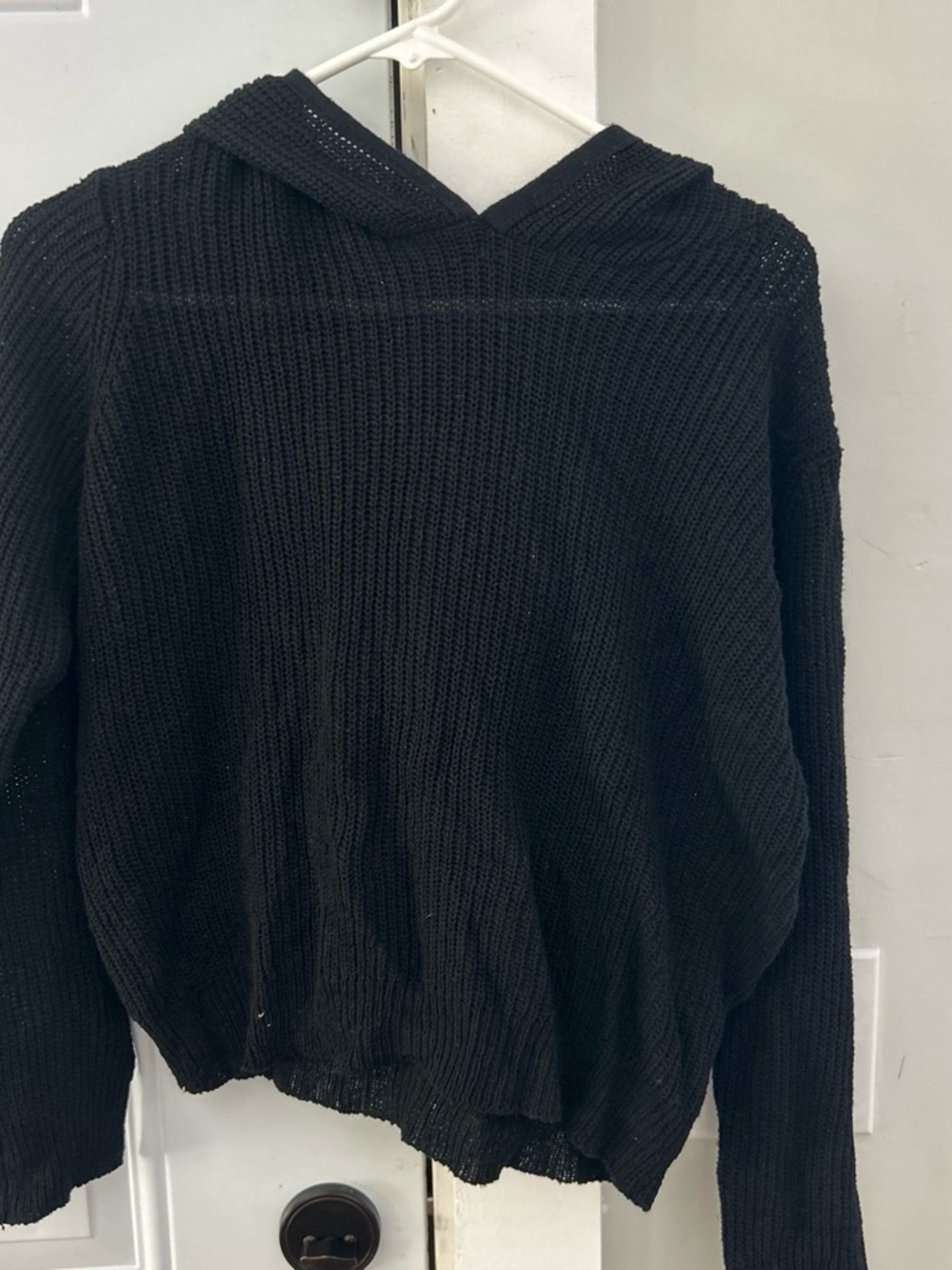 Black Knit Hooded Sweater